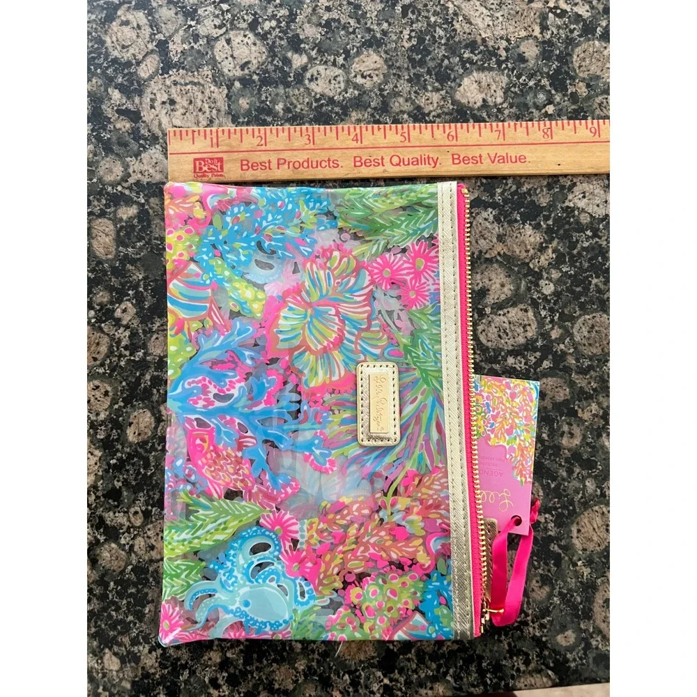 Lilly Pulitzer Multi Color Coral Octopus Clear Zipper Pouch Travel Makeup Bag